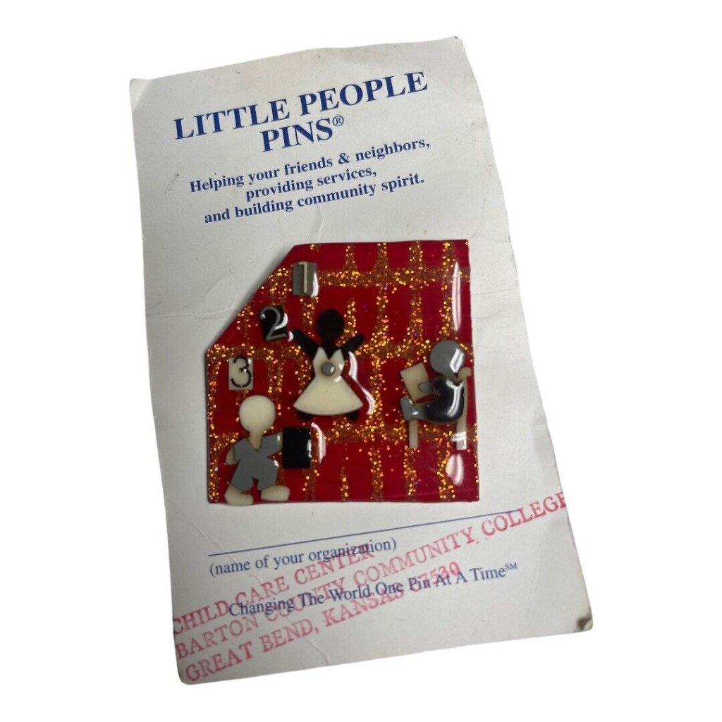 Lucinda Little People Pin Teacher Students Red Gold Glitter 123 Handcrafted New